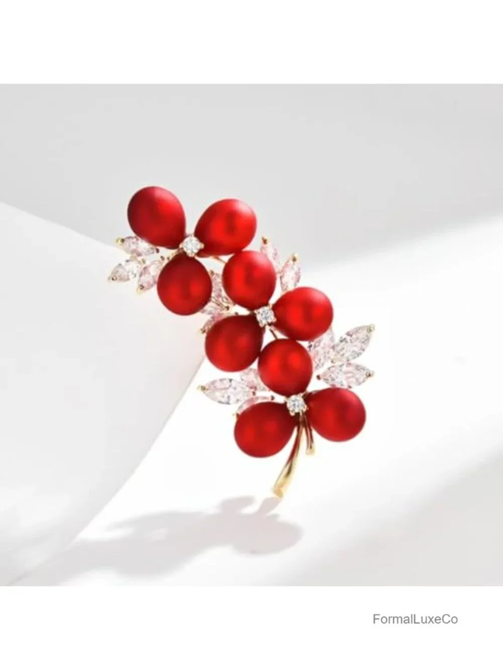 Red Rose Flower Brooch Pin for Women Fashion Designer Gift